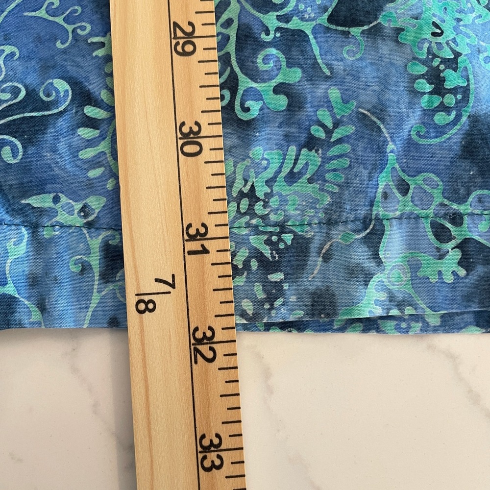 Johari West Mens XLT Batik Shirt Blue Green Tropical Floral Cotton Short Sleeve - Picture 10 of 10